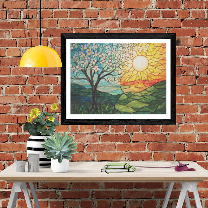 Stained Glass Sunrise of Seasons
