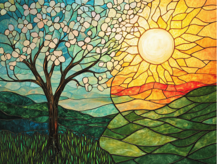 Stained Glass Sunrise of Seasons