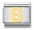 Stainless Steel & 18K Yellow Gold Letter B Initial Charm