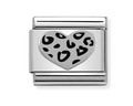 Stainless Steel & Sterling Silver Leopard Heart Charm