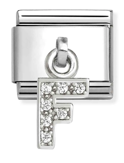 Stainless Steel & Sterling Silver Letter F Initial Dangle Charm
