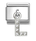 Stainless Steel & Sterling Silver Letter L Initial Dangle Charm