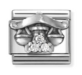 Stainless Steel & Sterling Silver Libra Charm with CZ
