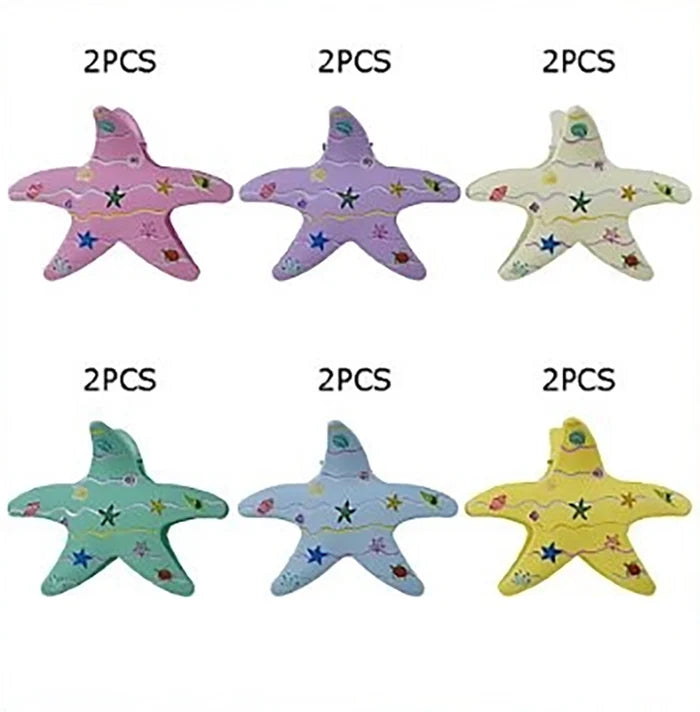 Starfish Hair Claw Clips Set, 12-Piece Cute Ocean Theme Matte Hair Clamps, Non-Slip Summer Beach Hair Accessories for Women and Girls (JC-11509M)