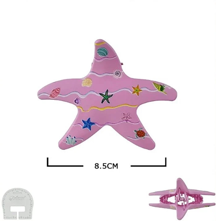 Starfish Hair Claw Clips Set, 12-Piece Cute Ocean Theme Matte Hair Clamps, Non-Slip Summer Beach Hair Accessories for Women and Girls (JC-11509M)