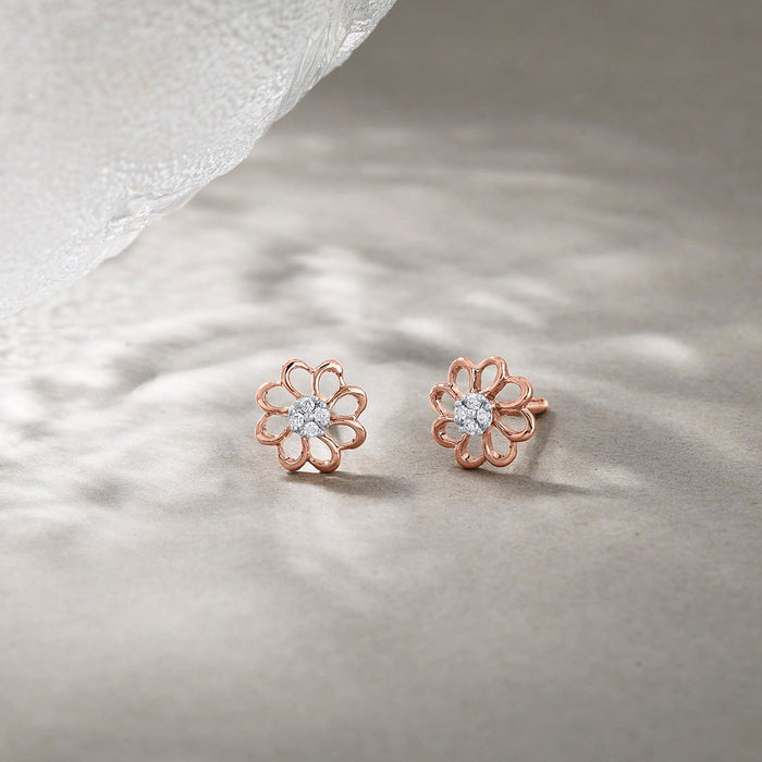 Stellar Petals Diamond Stud Earrings