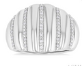 STERLING SILVER 1/10CTTW DOMED RIBBED RING