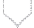 STERLING SILVER 1/8CTTW DIA PETITE CHEVRON NECKLACE