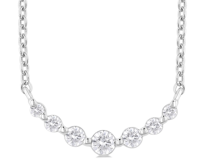 STERLING SILVER 1/8CTTW DIA SMILE NECKLACE