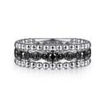 Sterling Silver Black Spinel Bujukan Easy Stackable Ladies Ring by Gabriel NY