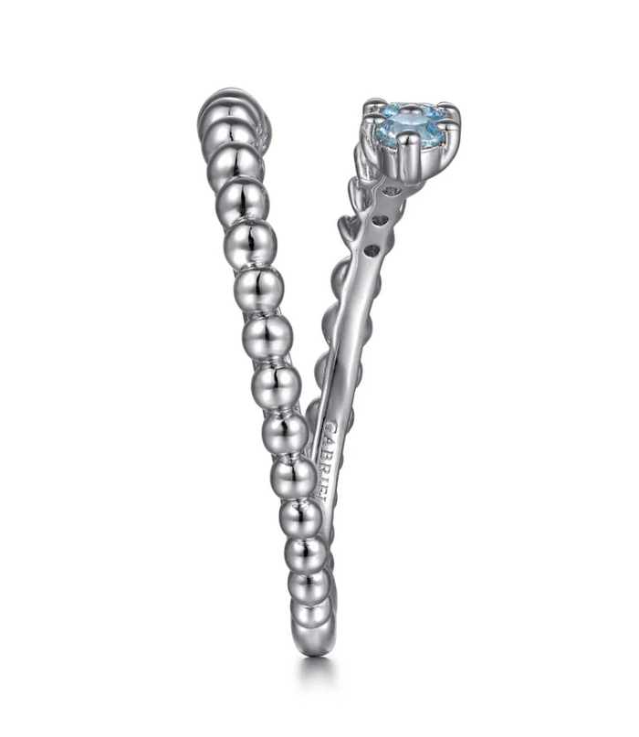 Sterling Silver Bujukan Blue Topaz Bypass Ring by Gabriel NY