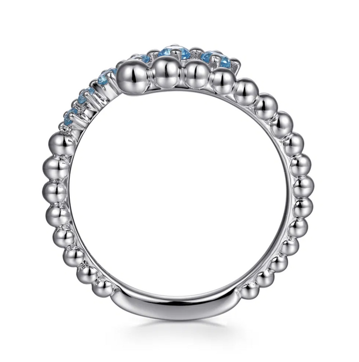 Sterling Silver Bujukan Blue Topaz Bypass Ring by Gabriel NY
