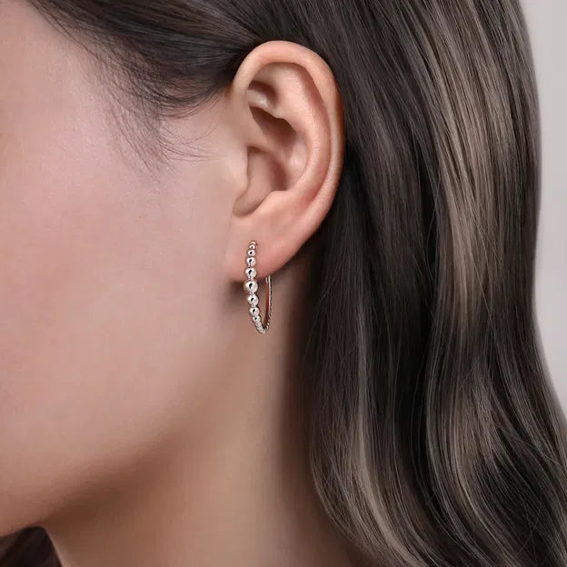 Sterling Silver Bujukan Graduated Classic Hoop Earrings by Gabriel NY
