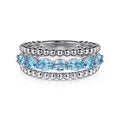 Sterling Silver Bujukan Swiss Blue Topaz Easy Stackable Ring by Gabriel NY