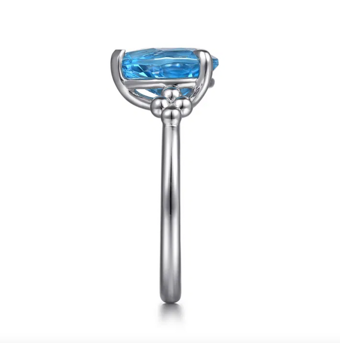 Sterling Silver Pear Blue Topaz Bujukan Ring by Gabriel NY