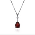 Sterling Silver Pear Garnet Bujukan Pendant Necklace by Gabriel NY