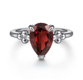 Sterling Silver Pear Garnet Bujukan Ring by Gabriel NY