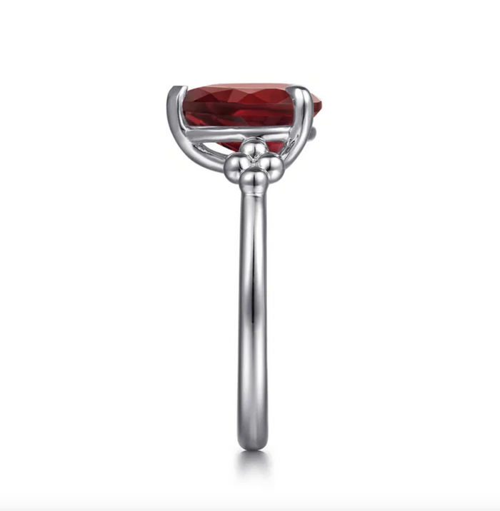 Sterling Silver Pear Garnet Bujukan Ring by Gabriel NY