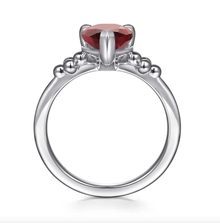 Sterling Silver Pear Garnet Bujukan Ring by Gabriel NY