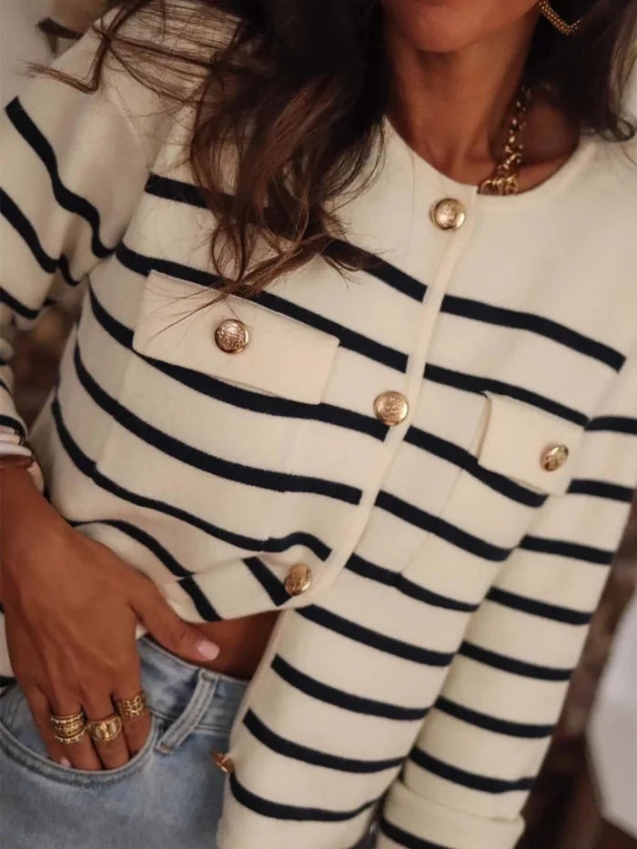 Striped Button - Front Cardigan - The PM Edit
