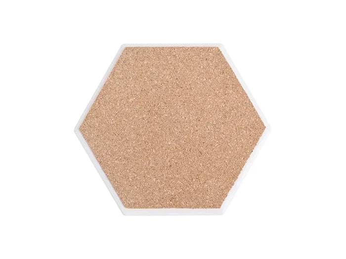 Sublimation Hexagonal Ceramic Coaster w/ Cork