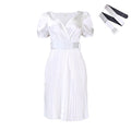 Summer V-neck Cinched Pleated European And American Style Dress