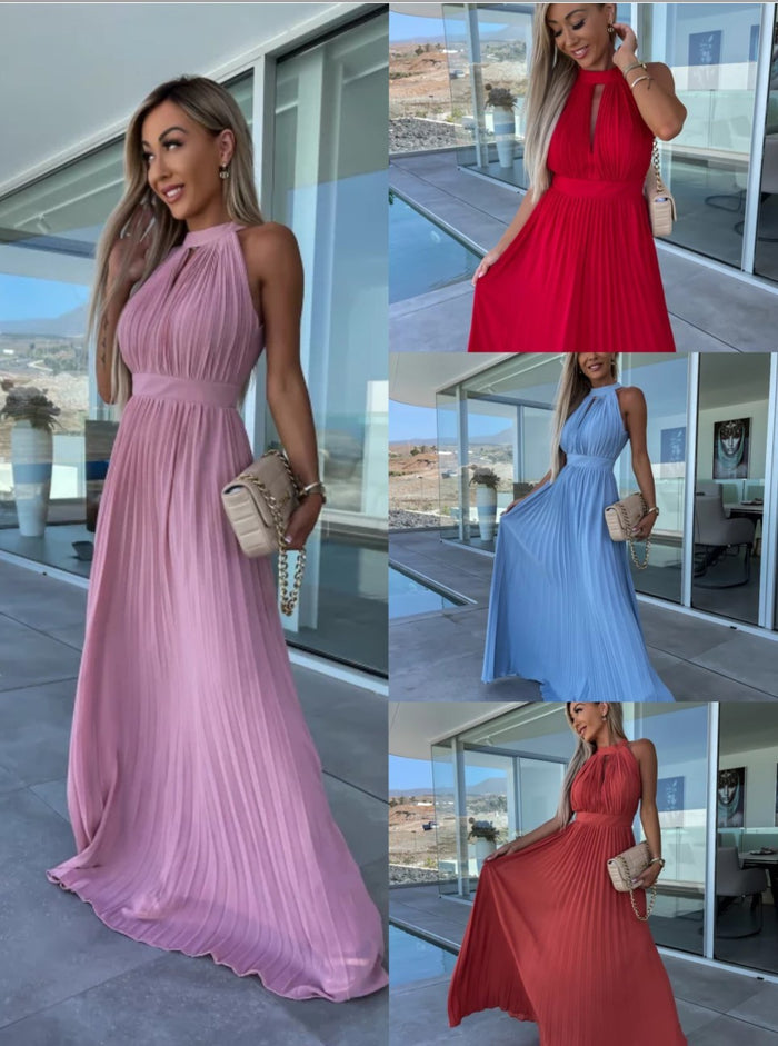 Summer Women's Halter Pleated Dress
