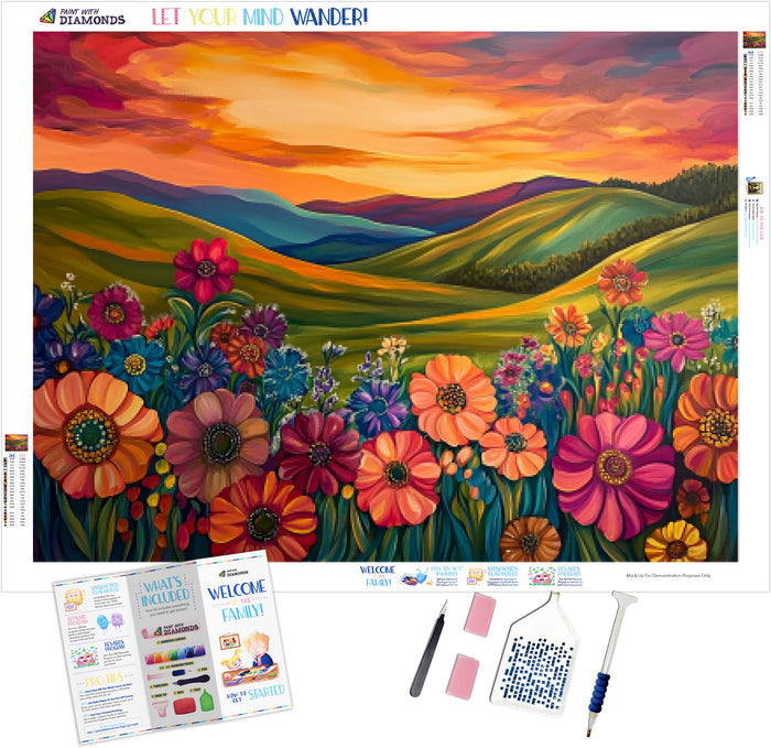 Sunset Over Blossoming Hills