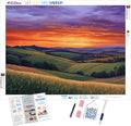Sunset Over Changing Fields Rolling Hills