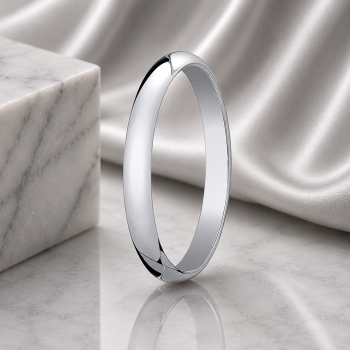 The Harrison 2 mm Domed Polished Finish 10K White Gold Wedding Band