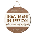 Treatment in session round door sign