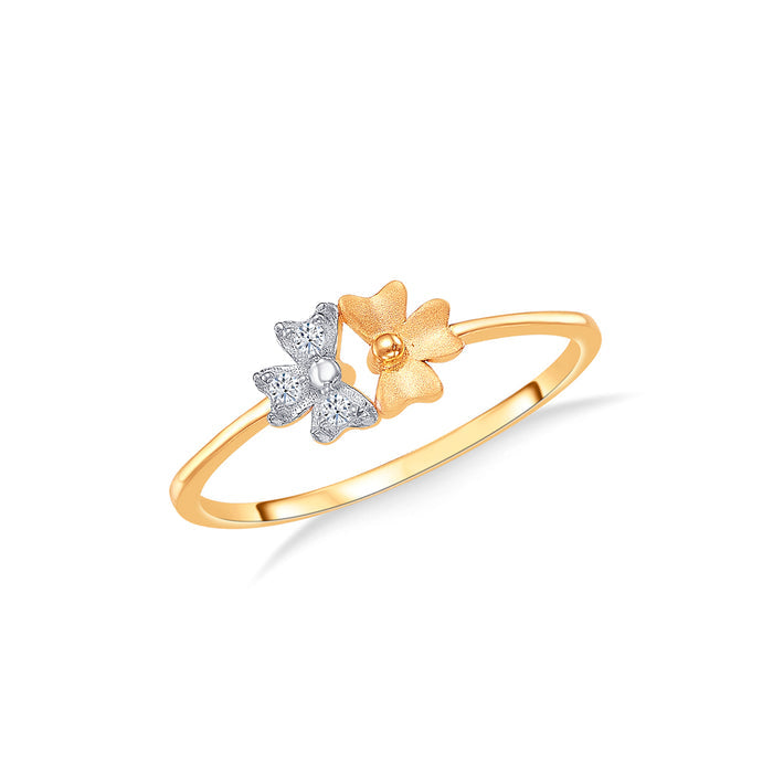Twin Floral Gold Casual Ring For Women