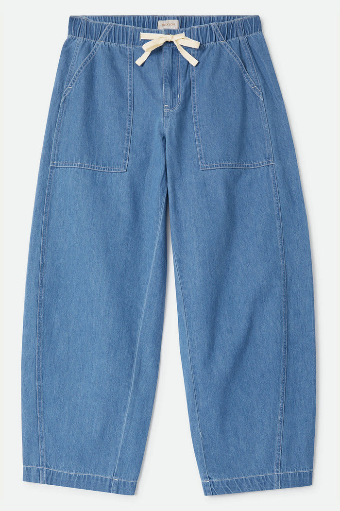 Women's Utility Everyday Barrel Pant in the color Light Stone Wash - Front Product Laydown Image