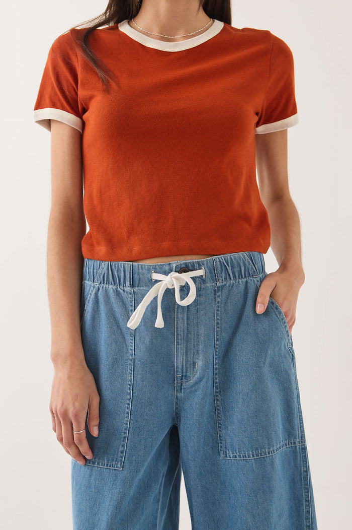 Women's Utility Everyday Barrel Pant in the color Light Stone Wash - Women's Front Fit Image
