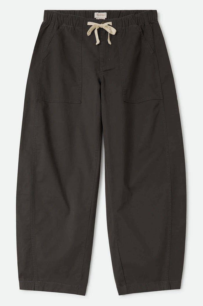 Women's Utility Everyday Barrel Pant in the color Washed Black - Front Product Laydown Image