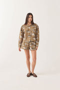 Women's Utopia Overshirt in the color Mid Century Cowboy Print - Women's Front Fit Image