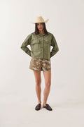 Women's Utopia Overshirt in the color Washed Olive Surplus - Women's Front Fit Image