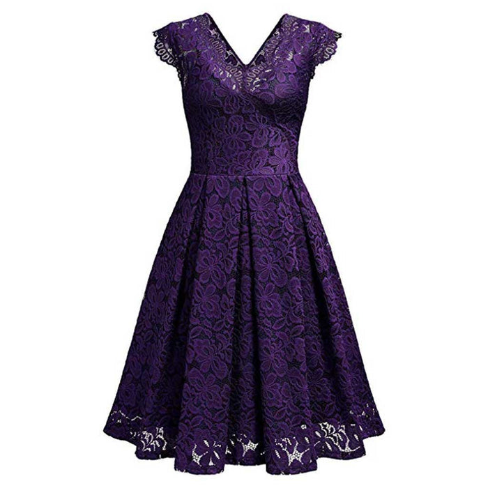V-neck sleeveless lace dress