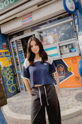 Women's Varsity Mesh T-Shirt in the color Off White/Washed Navy - Women's Lifestyle 1