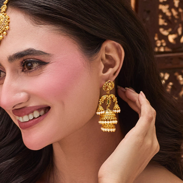 Veenika Antique Jhumka Earrings