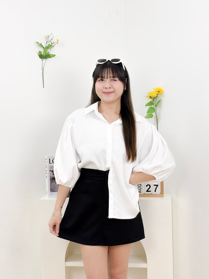 Velaire Button Blouse (White)