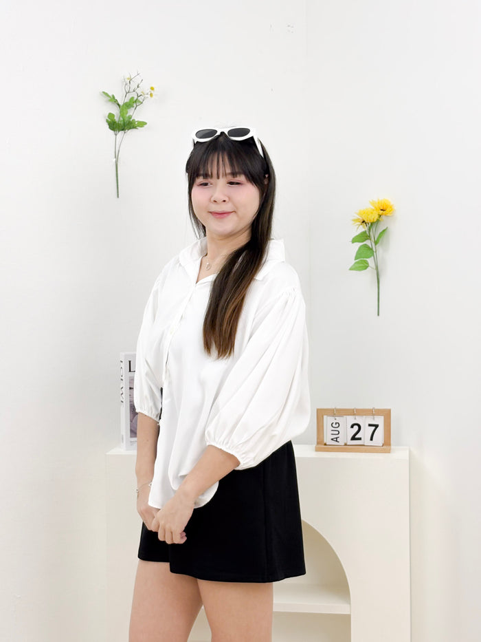 Velaire Button Blouse (White)