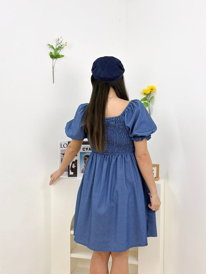 Verlyn Smocked Button Dress (Light Blue)