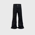 Vinyl Coated Wide Leg Trousers Crease Texture Jeans
