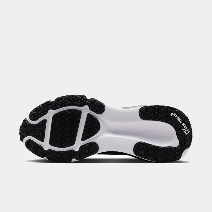 Nike Vomero 18 GORE-TEX running shoes outsole view highlighting durable black rubber tread and Storm-Tread technology.