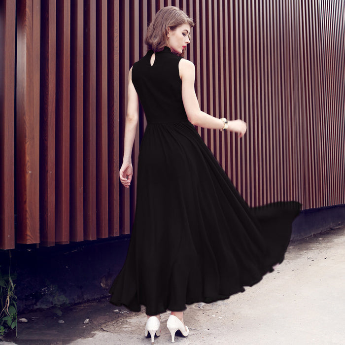 Waist Slimming Chiffon Dress With Big Slits