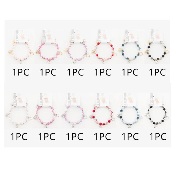 Whimsical Heart Clover Butterfly Beaded Charm Bracelet (CB2574D)