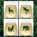 WILDLIFE Stemless Shatterproof Wine Glasses (4 Pack)