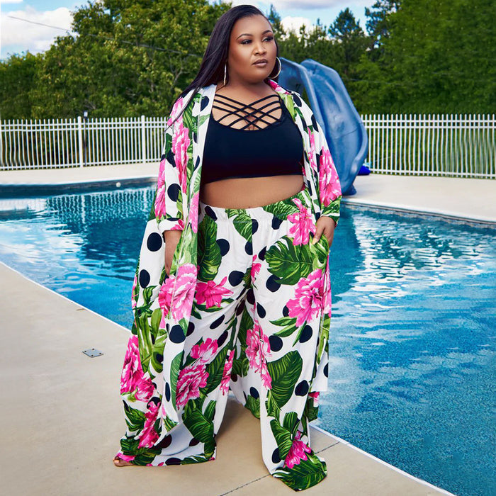 Women's Printed Pants Coat Set