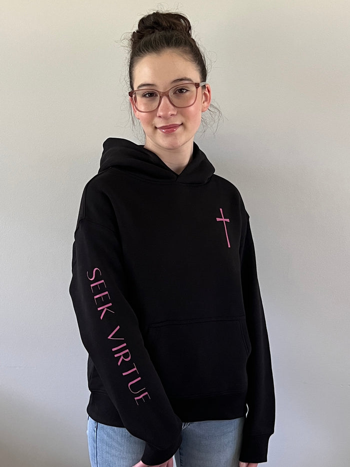 Women’s Seek Virtue Hoodie -Hot Pink Design